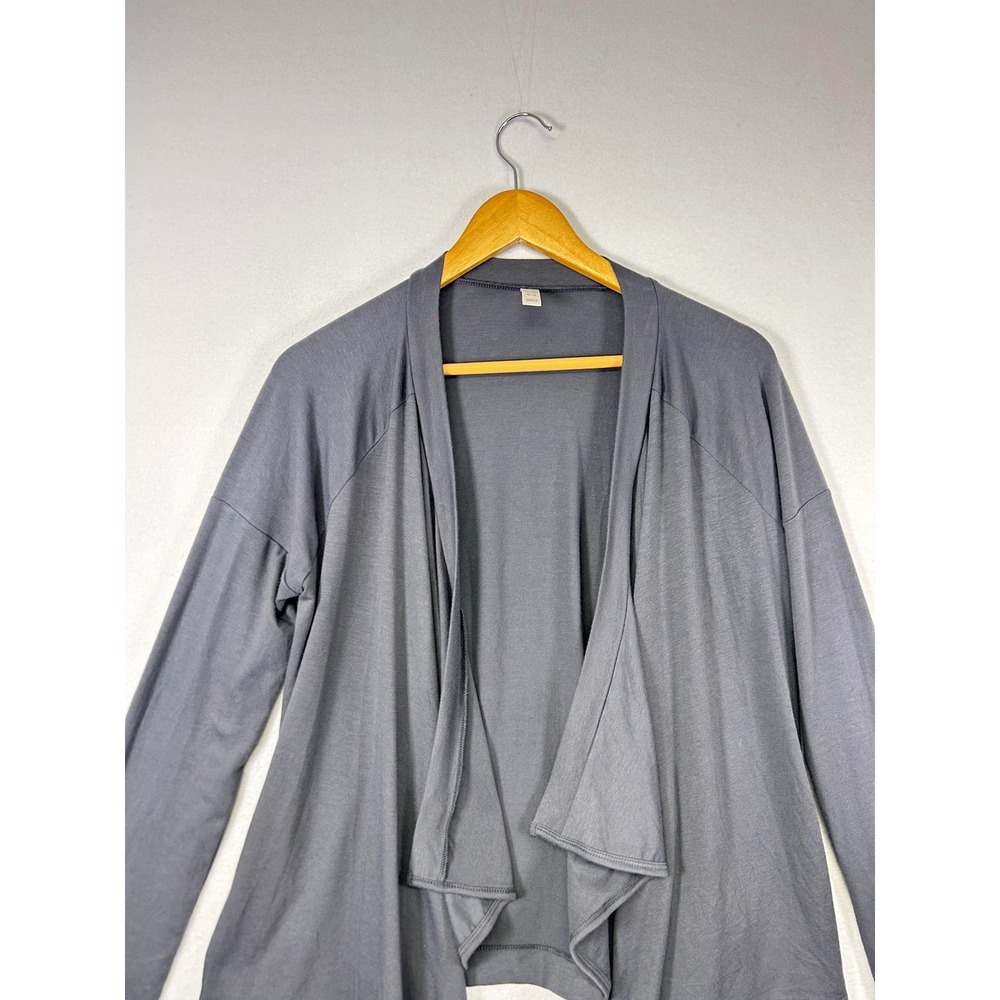 Minimalist Old Navy Women M‎ Gray Draped Open Front Waterfall Cardigan Sweater - Picture 3 of 10